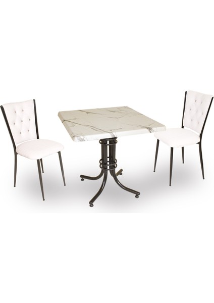 Buket Werzalit Kare Esb-Kapitoneli Fiskos Seti - Bianco Carrara Beyaz