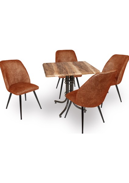 Buket Werzalit Kare Esb-Nilüfer Mutfak Masa Takım - Indiana Wood Kahve