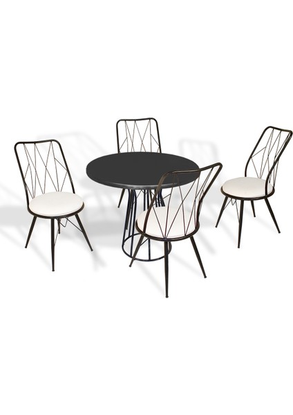 Palermo Werzalit - Royal Mutfak Masa Takımı Q80 - Siyah Beyaz