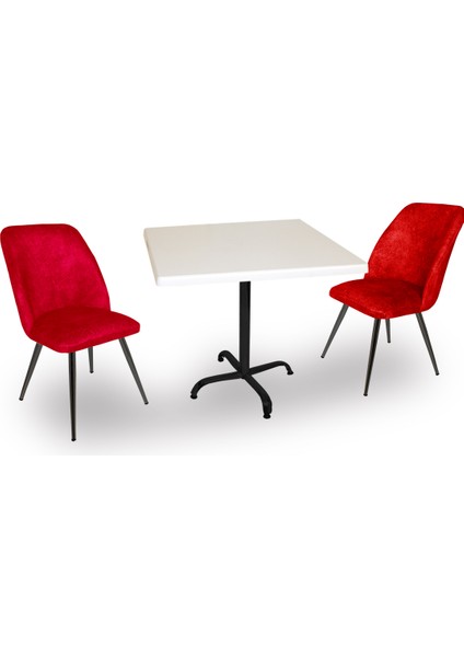 Indigo Werzalit Kare - Nilüfer 2li Masa Takımı (70X70) - Bordo