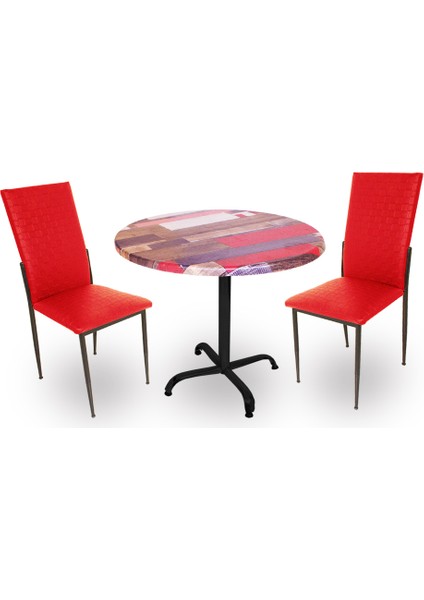 Indigo Werzalit Yuvarlak - Gözde Fiskos Seti (70 cm Çap) - Red Wood Kırmızı