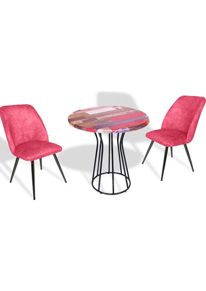 Palermo Werzalit - Nilüfer 2 Li Masa Takımı Q80 - Red Wood Pembe