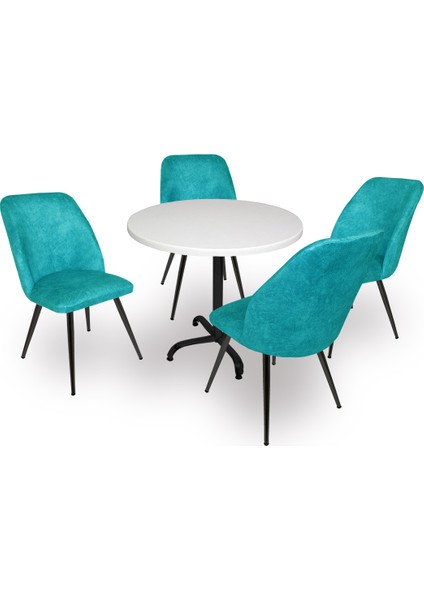 Indigo Werzalit Yuvarlak - Nilüfer Masa Takımı (90 cm Çap) - Turkuaz