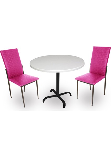 Indigo Werzalit Yuvarlak - Gözde 2li Masa Takımı (90 cm Çap) - Mor