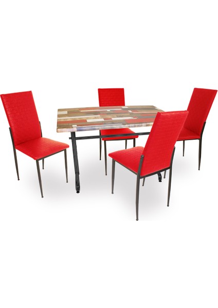 Valerya Werzalit - Gözde Mutfak Masa Takımı (70X120) - Red Wood Kırmızı
