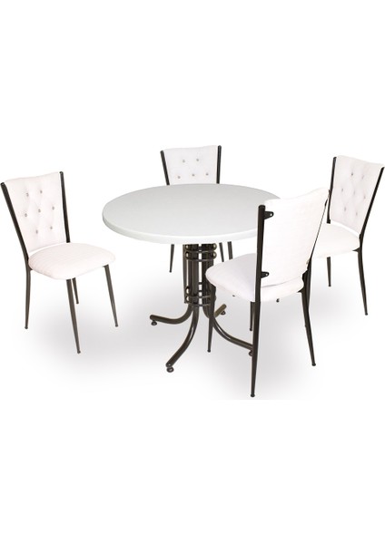 Buket Werzalit Yuvarlak Esb-Kapitoneli Mutfak Masa Takımı - Beyaz