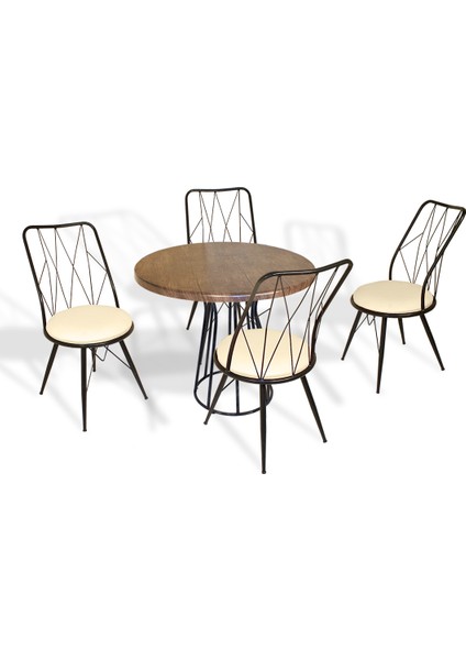 Palermo Werzalit - Royal Mutfak Masa Takımı Q80 - Antik Dark Krem