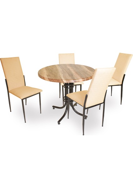 Buket Werzalit Yuvarlak Esb-Gözde Mutfak Masa Takımı - Indiana Wood Kapiçino