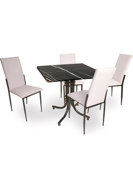 Buket Werzalit Kare Esb-Gözde Mutfak Masa Takımı - Royal Mermer Siyah