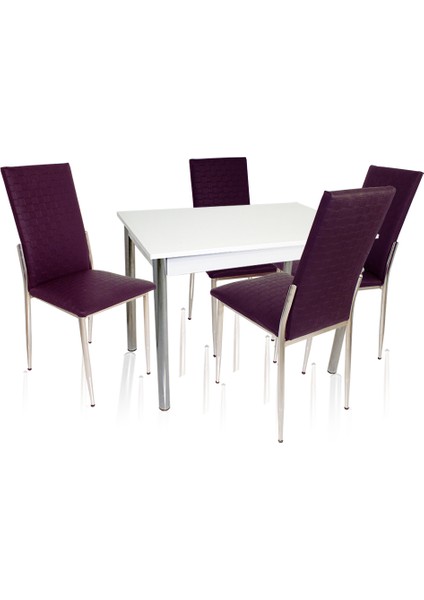 Akasya Gözde Mutfak Masa Takımı (Deri) - Mor