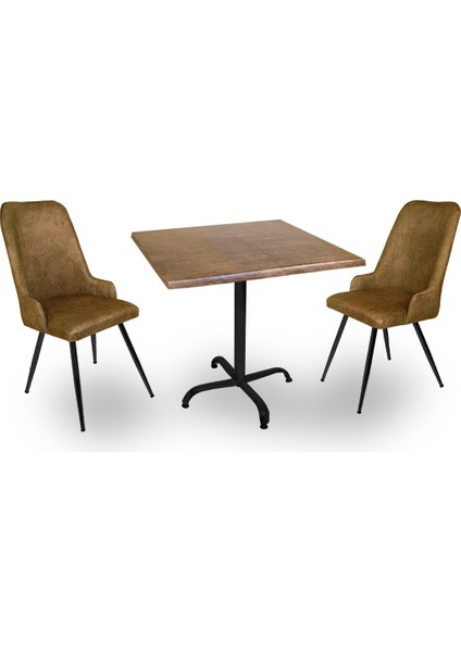 Indigo Werzalit Kare - Çırağan 2li Masa Takımı (60X60) - Antık Dark