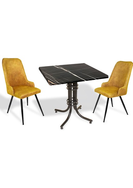 Buket Werzalit Kare Esb-Çırağan 2li Mutfak Masa Takımı - Royal Mermer Sarı