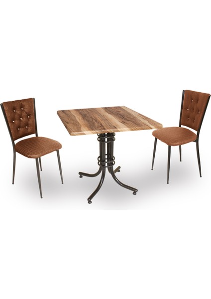 Buket Werzalit Kare Esb-Kapitoneli 2li Mutfak Masa Takımı - Indıana Wood Kahve
