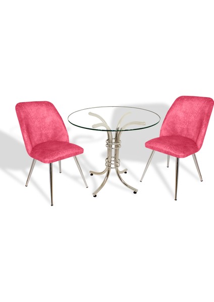 Buket Yuvarlak Cam - Nilüfer Fiskos Seti - Pembe