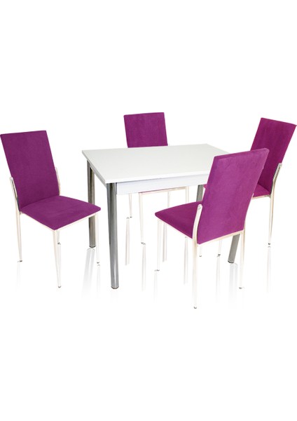 Akasya Gözde Mutfak Masa Takımı (Kumaş) - Mor