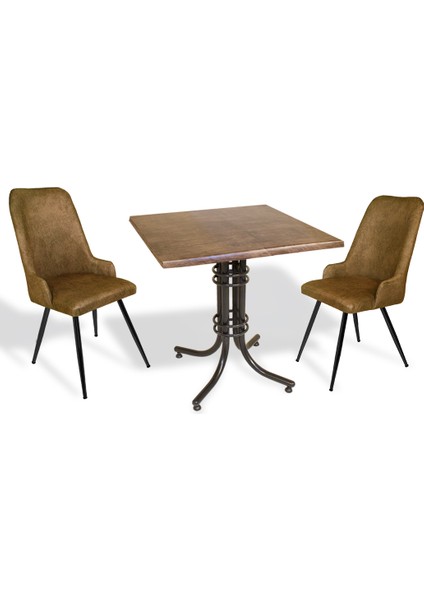 Buket Werzalit Kare Esb-Çırağan 2li Mutfak Masa Takımı - Antik Dark Kahve