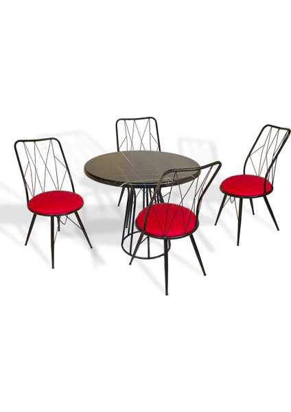 Palermo Werzalit - Royal Mutfak Masa Takımı Q80 - Royal Mermer Kırmızı