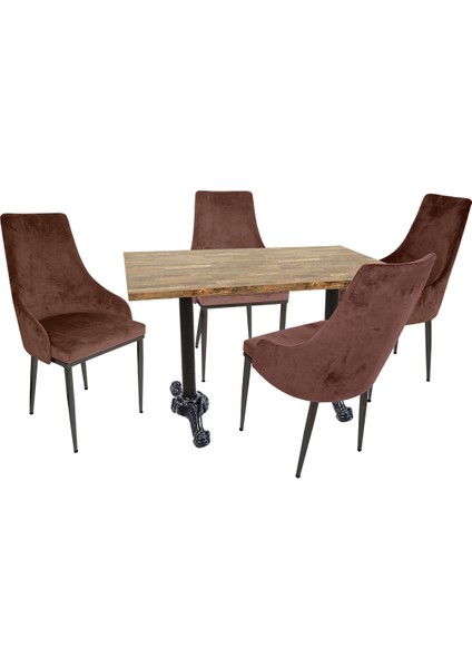 Çipa Laminat Stil Masa Takımı - Kahve