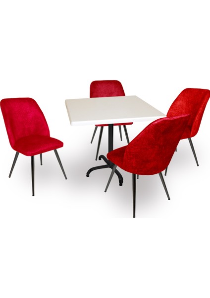 Indigo Werzalit Kare - Nilüfer Masa Takımı (80X80) - Bordo