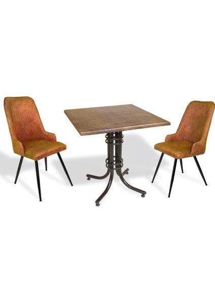 Buket Werzalit Kare Esb-Çırağan 2li Mutfak Masa Takımı - Antik Dark Kiremit