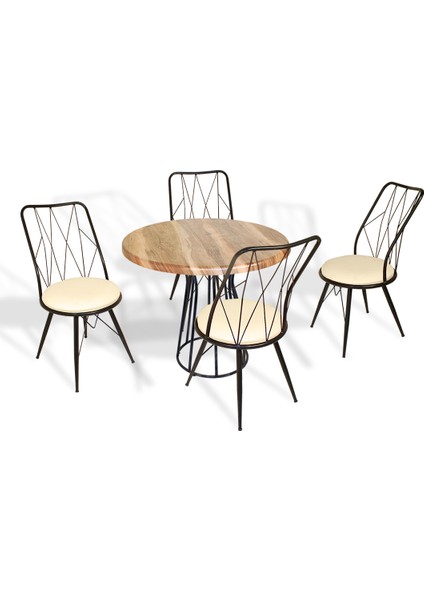 Palermo Werzalit - Royal Mutfak Masa Takımı Q80 - Indiana Wood Krem