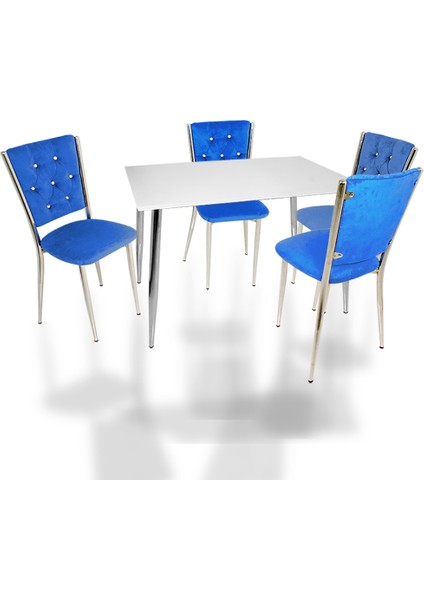 Manolya Kapitoneli Mutfak Masa Takımı (Kumaş) - Mavi
