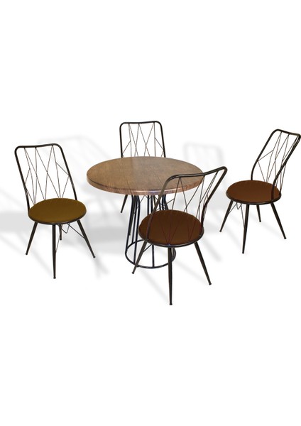 Palermo Werzalit - Royal Mutfak Masa Takımı Q80 - Antik Dark Kahve