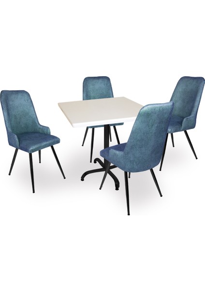 Indigo Werzalit Kare - Çırağan Masa Takımı (80X80) - Mavi