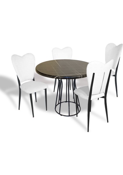 Palermo Werzalit - Aşk-I Derun Mutfak Masa Takımı Q80 - Royal Mermer Beyaz