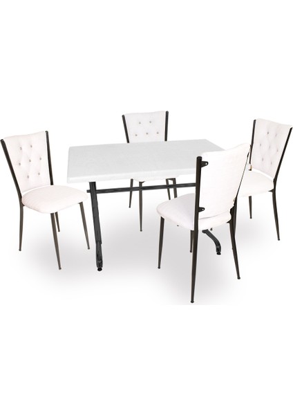 Valerya Werzalit - Kapitoneli Masa Takımı (80X120) - Beyaz