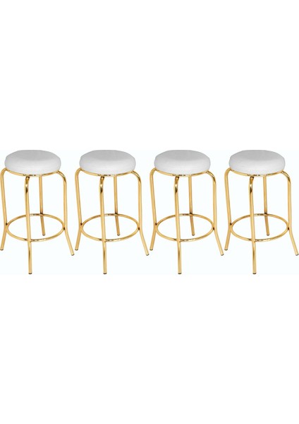 Bar Taburesi Gold (4 Adet) - Beyaz