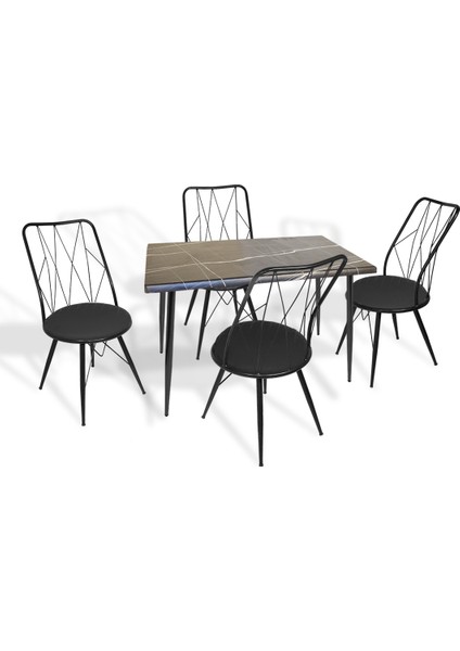 Manolya Werzalit-Royal Mutfak Masa Takımı 70X120 - Royal Mermer Siyah
