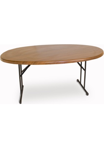 Banket Werzalit Oval Masa 94 x 146 Koyu Ahşap