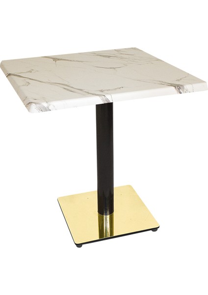 Karanfil Werzalit Gold Kare Masa 70X70 - Bianco Carrara Beyaz