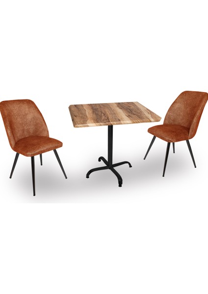 Indigo Werzalit Kare - Nilüfer Fiskos Seti (70X70) - Kahve Indiana Wood