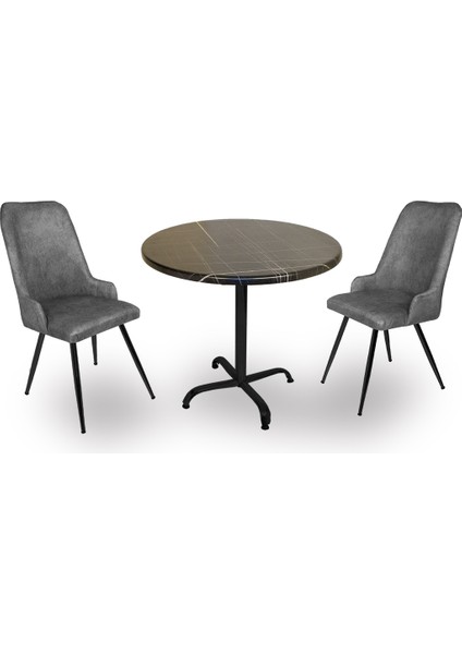 Indigo Werzalit Yuvarlak - Çırağan Fiskos Seti (70 cm Çap) - Royal Mermer Füme