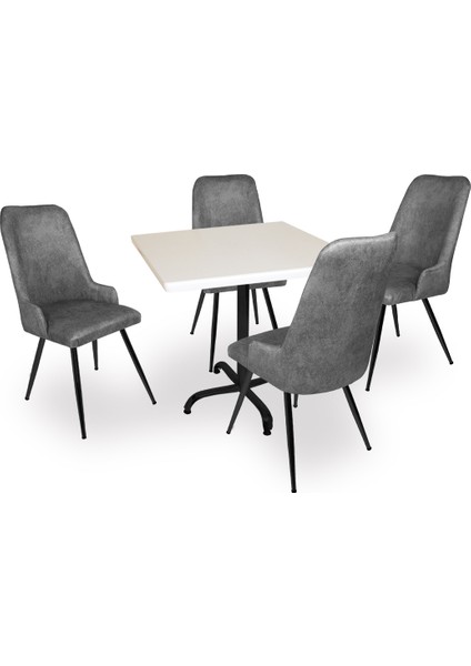 Indigo Werzalit Kare - Çırağan Masa Takımı (80X80) - Füme