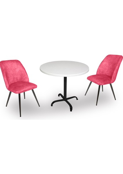 Indigo Werzalit Yuvarlak - Nilüfer 2li Masa Takımı (90 cm Çap) - Pembe