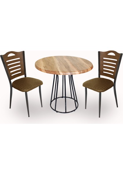 Palermo Werzalit - Merdiven Tip 2 Li Masa Takımı Q80 - Indiana Wood Kahve