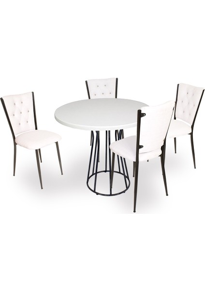 Palermo Werzalit - Kapitoneli Mutfak Masa Takımı Q80 - Beyaz