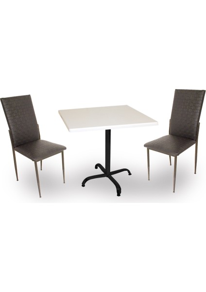Indigo Werzalit Kare - Gözde 2li Masa Takımı (70X70) - Siyah