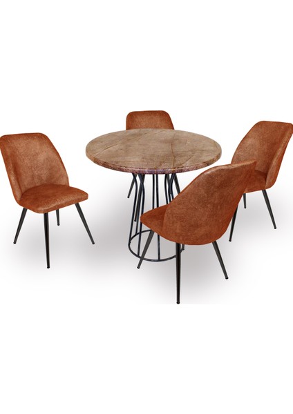 Palermo Werzalit - Nilüfer Mutfak Masa Takımı Q80 - Dia2 Kahve