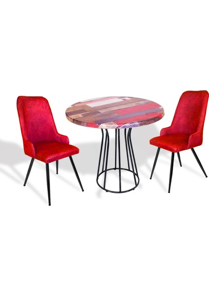 Palermo Werzalit - Çırağan 2 Li Masa Takımı Q80 - Red Wood Bordo