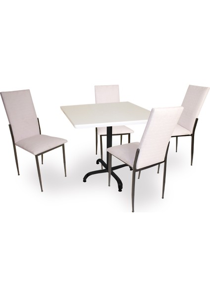 Indigo Werzalit Kare - Gözde Masa Takımı (80X80) - Beyaz