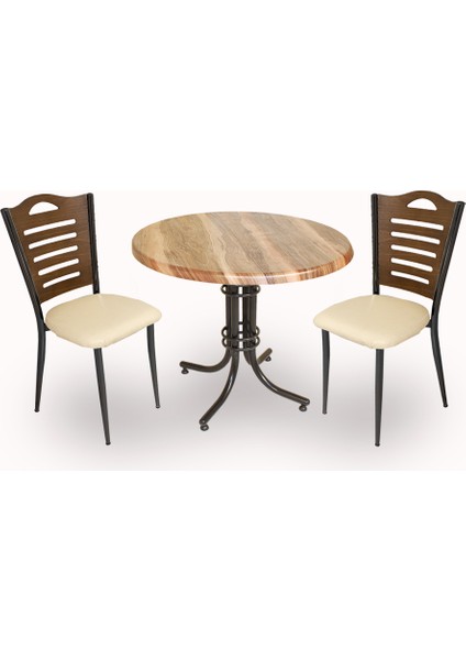Buket Werzalit Yuvarlak Esb-Merdiven 2li Mutfak Masa Takımı - Indiana Wood Krem