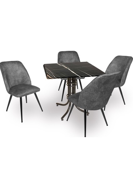 Buket Werzalit Kare Esb-Nilüfer Masa Takımı - Royal Mermer Füme