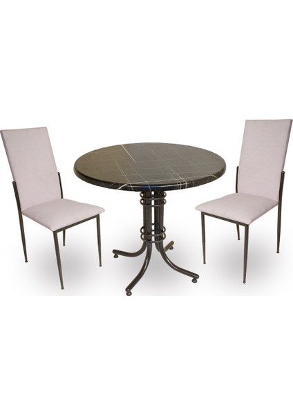 Buket Werzalit Yuvarlak Esb-Gözde 2li Mutfak Masa Takımı - Royal Mermer Beyaz