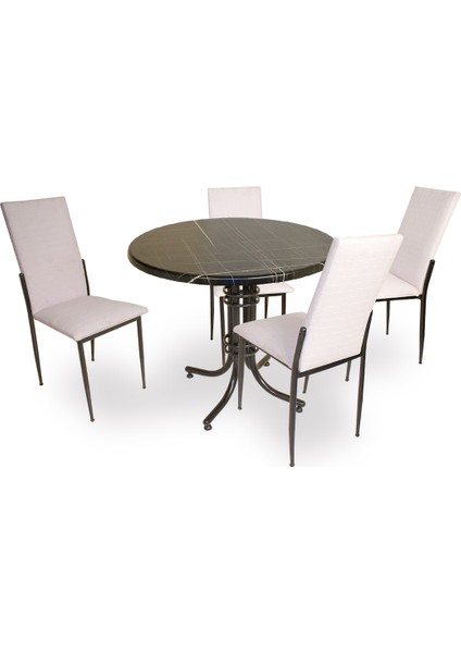 Buket Werzalit Yuvarlak Esb-Gözde Mutfak Masa Takımı - Royal Mermer Beyaz