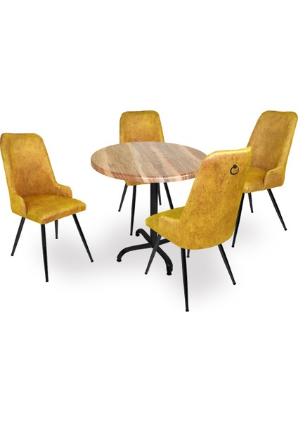 Indigo Werzalit Yuvarlak - Çırağan Masa Takımı (90 cm Çap) - Indiana Wood Sarı