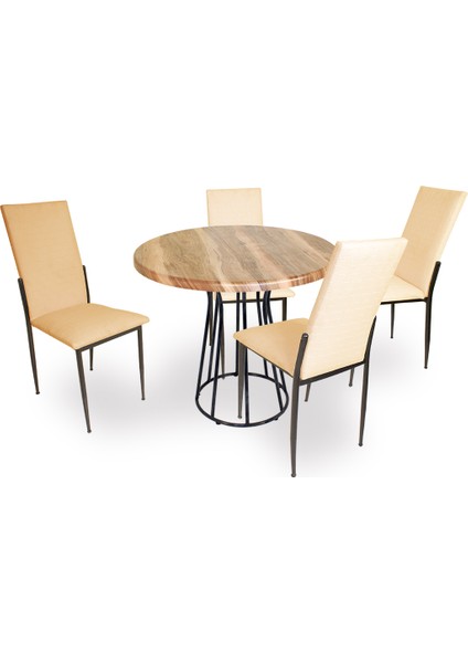 Palermo Werzalit - Gözde Mutfak Masa Takımı Q80 - Indiana Wood Kapiçino